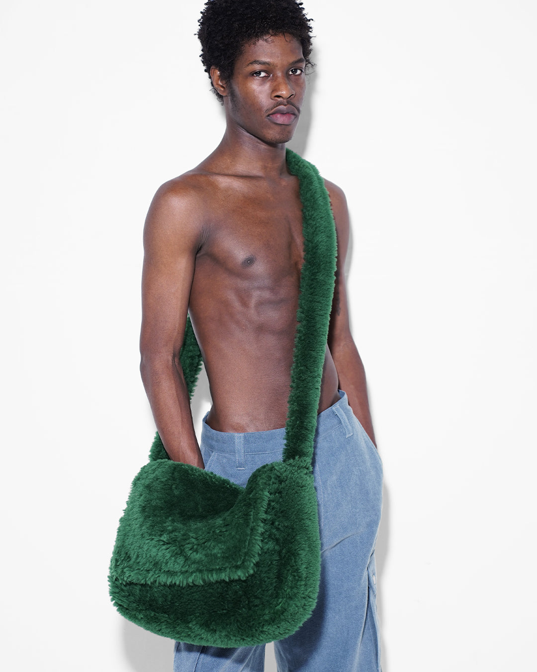 shearling reversible messenger